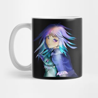 Fantasy girl with a green cat for anime fans Mug